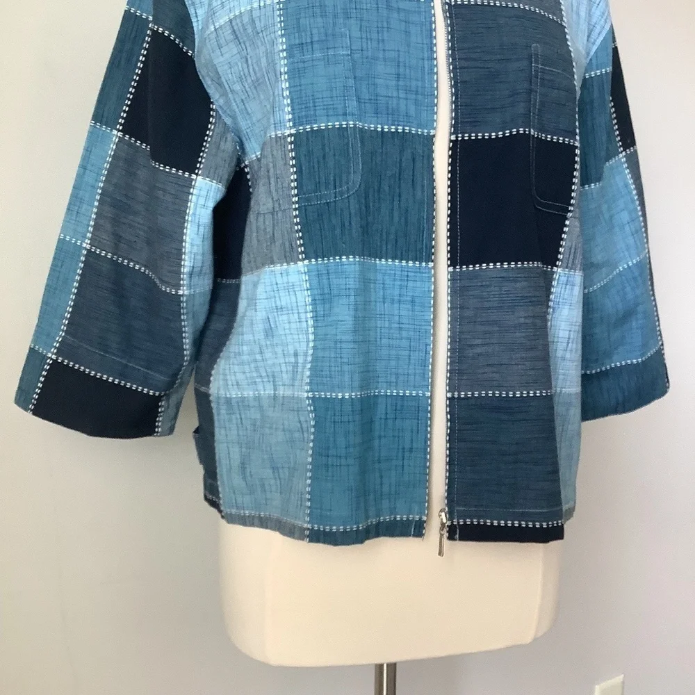Vintage‎ Patchwork 3/4 Sleeve Blazer Jacket Large